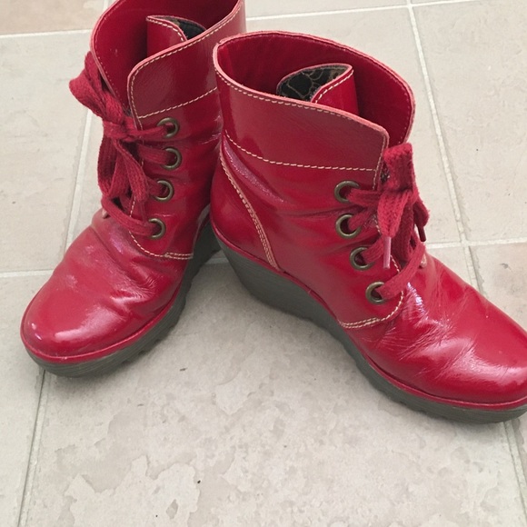 Fly London Red Leather Boots - Picture 1 of 4